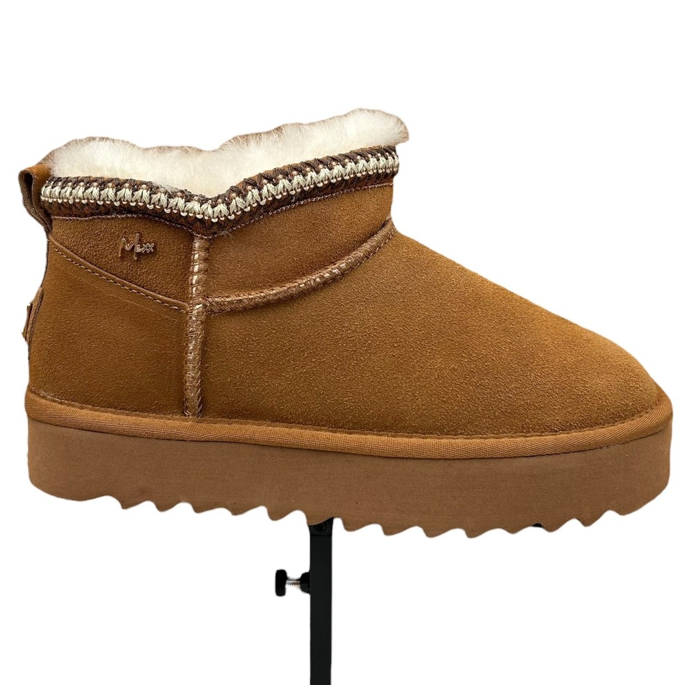 MEXX‎ Women's Suede Shearling Winter Booties Size 9 Brown-Cognac Warm Comfort